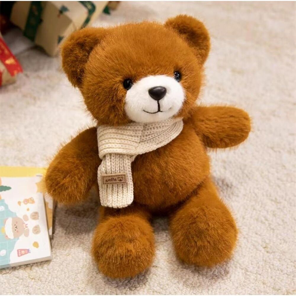 Teddy Bear Plush Toy with Scarf Soft Cuddly Stuffed Animal Gift for Kids 12 Inch